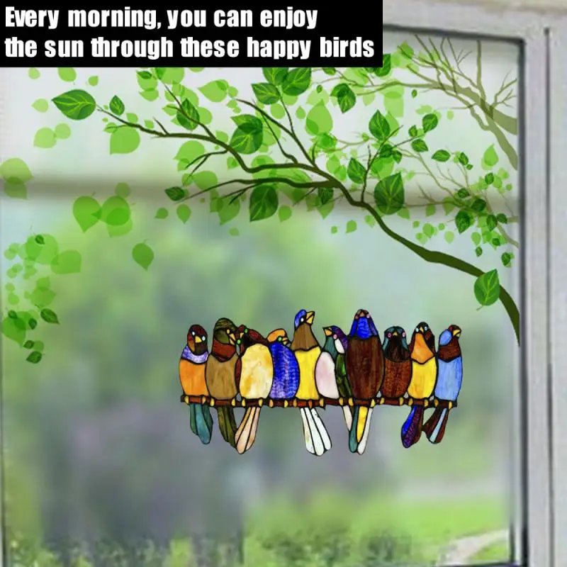 1PC Multicolor Birds Stickers Home Creative Windows Decoration Wallpaper Cartoon Cute For Wall | Дом и сад