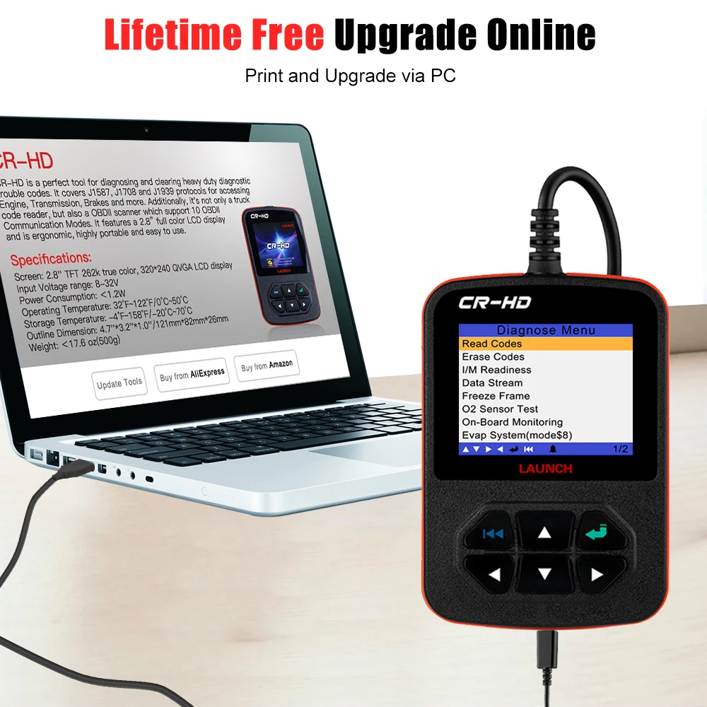 LAUNCH Creader CR HD 24V Тяжелый грузовик диагностический инструмент OBD сканер для Volvo MAN ERF