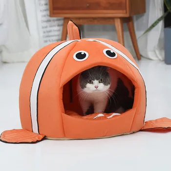 

Clown Fish Dog Bed Cat Beds Mats Pet Sleeping House Sofa Bed Pet Bed Kitten Indoor House Kennel Washable Mat For Cat