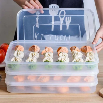 

Household Food Grade Refrigerator Storage Box Large-capacity Quick-frozen Dumpling Box With Lid Multi-layer Tray