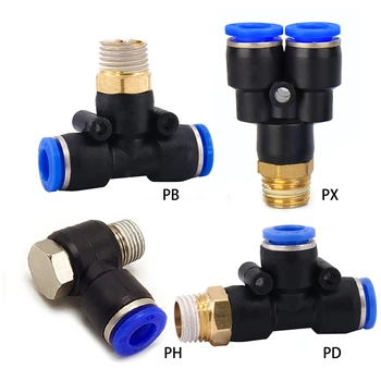 

1PC Pneumatic Connector 4-m5 4-m6 4mm 6mm 8mm 10mm 12mm Fitting Male Thread 1/8 1/4 3/8 1/2 Air Fittings Quick Push