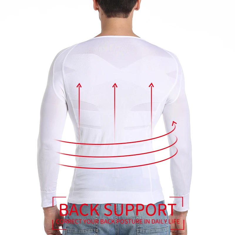 Мужской корректирующий костюм для похудения, Корректирующее белье для талии, Корректирующее белье для живота, компрессионная рубашка Abdo, мужской тонкий корсет, топ с рукавами