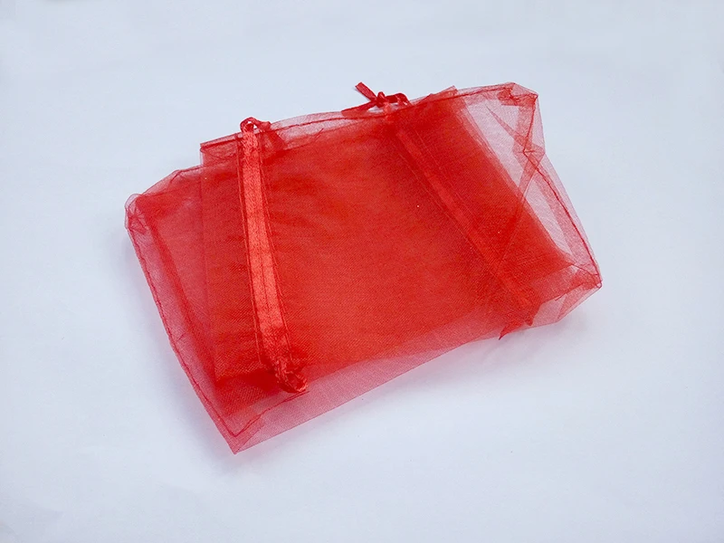 

20pcs 7*9 red small gift bags for jewelry/wedding/christmas/birthday Organza Bags with handles Packaging Yarn bag
