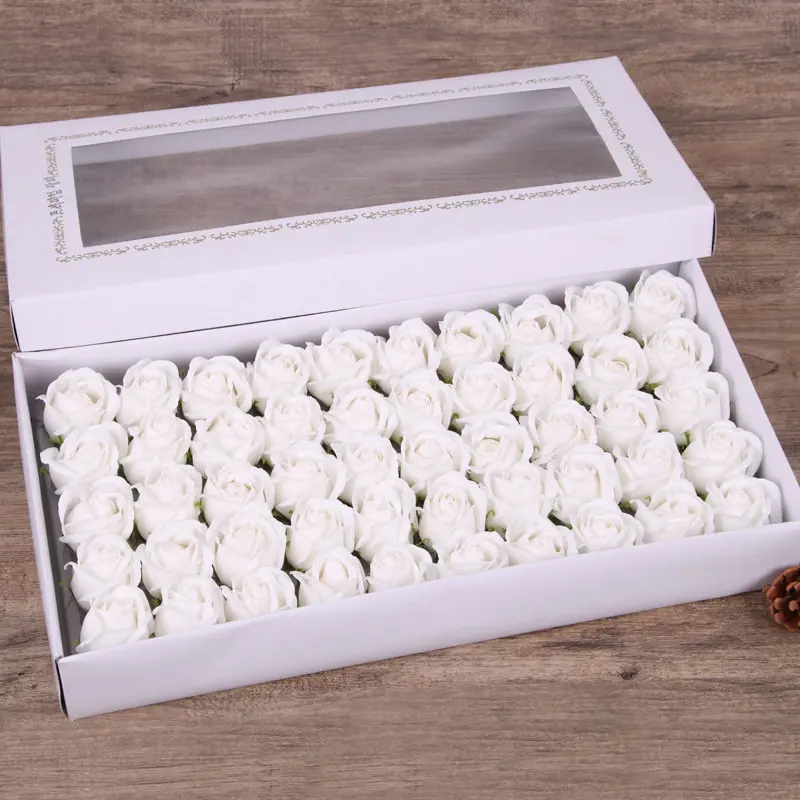 50 шт. в наборе искусственное мыло в виде цветов розы цветок голова Свадебные украшения искусственный цветок для свадьбы декор подарочная коробка