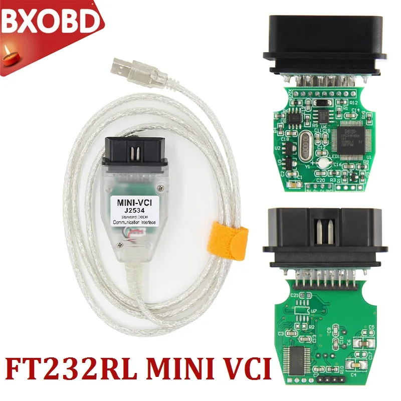 Диагностический кабель V15.00.028 MINI VCI J2534 OBD2 TIS Techstream мини FT232RL сканер интерфейс