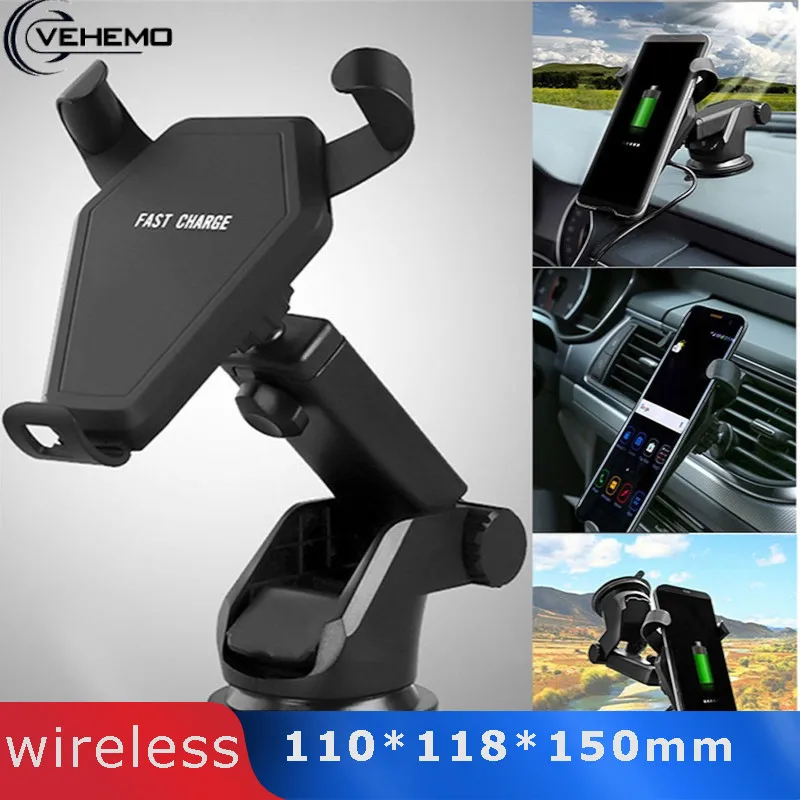 Vehemo 360 ° вращение для держателя автомобиля Скоба-держатель автомобильное беспроводное зарядное устройство автоматический зажим прищепка