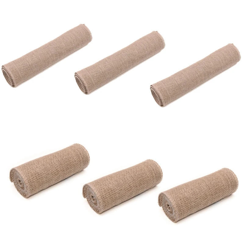 

6Pcs 2M Natural Jute Burlap Hessian Ribbon Rolls Table Flag Vintage Rustic Wedding Decoration Christmas Gift Wrapping Festival P