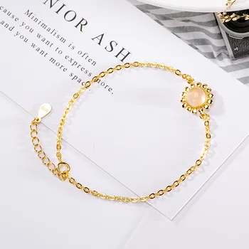 

Fine Jewelry,S925 inlaid with natural pink crystal, sweet temperament individual character bracelet