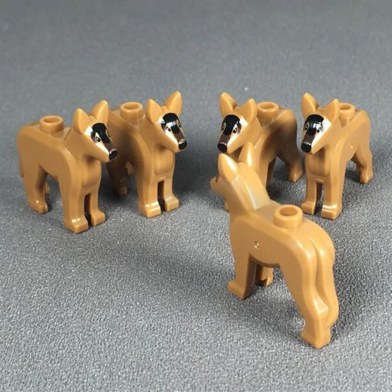 5Pcsset Animal Figures MOC Accessories Model Buidling Bricks Pet Dog Poodle Shepherd Building Blocks Kids DIY Toys (8)