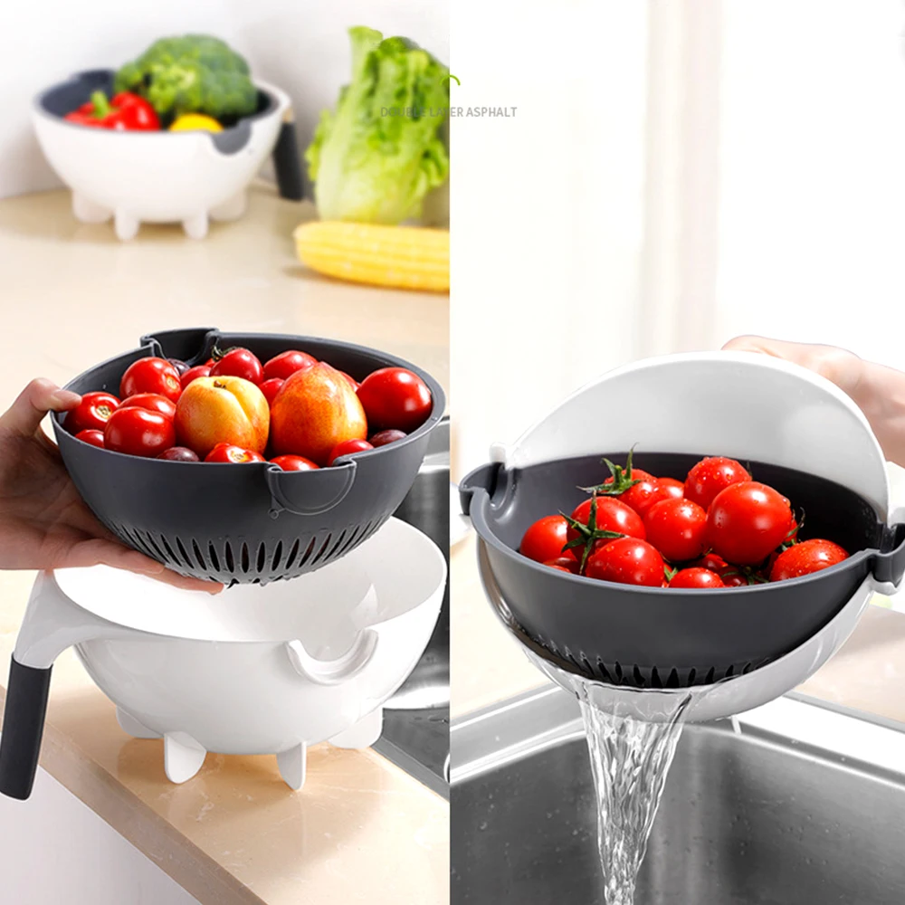 BEEMSK Household multi-functional vegetable cutter with drain basket Sliced radish grater Automatic rotation Angle Slice potato