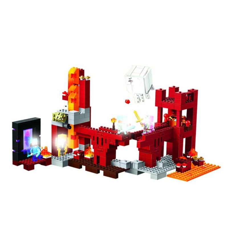 

10393 563pcs My World Underground Hell Fortress Bela Building Block Compatible With Legoinglys 21122 Toys For Children
