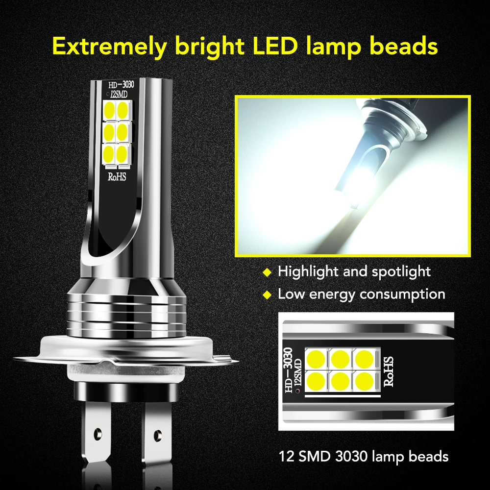 2pcs H7 Car CSP LED Fog Lights Headlight Bulbs For Peugeot 307 308 407 206 207 3008 406 208 2008 508 408 306 301 4008 5008 807