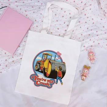 

You Are My Crush Harajuku Print Messenger Bag Cartoon Fun Shoulder Canvas Bags College Style Funny Handbag Ins Retro Women Bag
