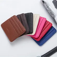  Fashion Slim Minimalist Wallet PU Leather Credit Card Holder Short Purse Leather ID Card Holder Candy Color Bank Multi Slot Card 