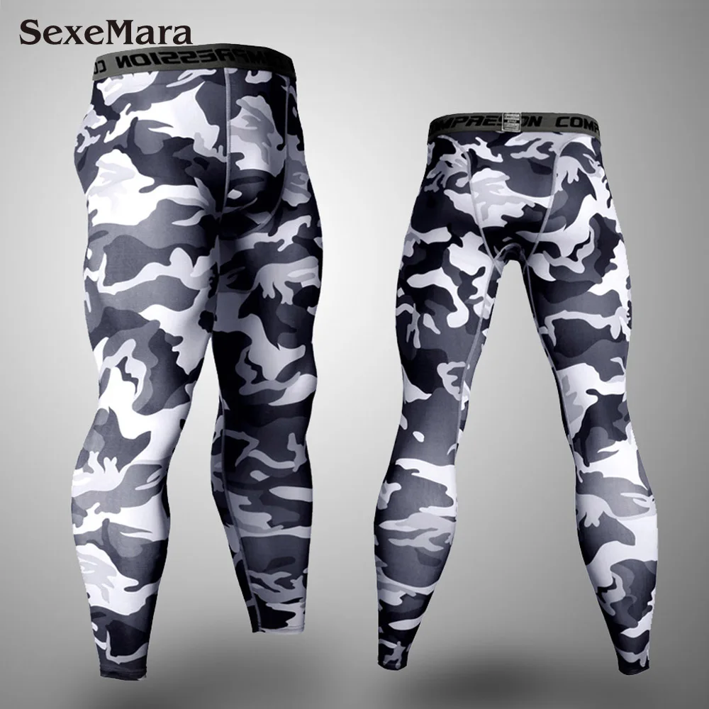 Trousers SexeMara мужской ММА камуфляж боксерский спортивный костюм компрессионный Рашгард Фитнес с длинным рукавом базовый слой облегающая Мужская спортивная одежда - Цвет: Trousers