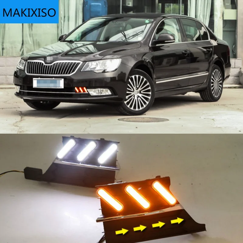 

For Skoda Superb 2013-2015,Super Brightness Waterproof ABS Car DRL 12V LED Daytime Running Light With Fog Lamp Cover