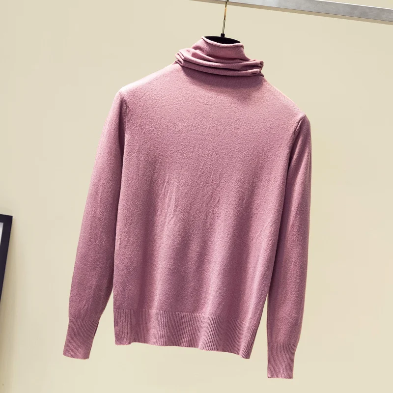 Kintted Turtleneck Cashmere Women Sweater Solid Color Long Sleeve Jumper Korean Fashion Autumn Winter Pullover Black White Blue