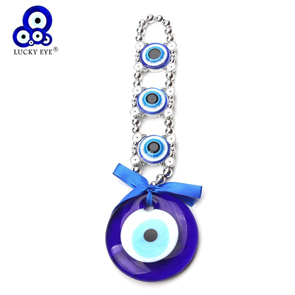 Стекло LUCKY EYE синий Турецкий Дурной глаз подвесная настенная бусина серебряного