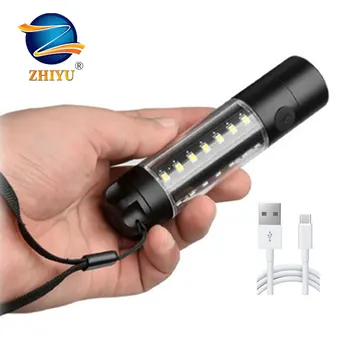 

ZHIYU Ultra Bright T6 COB Flashlight USB Rechargeable Camping Working Lamps Big Small 14500 18650 Flash Lights 6 Modes Wholesale