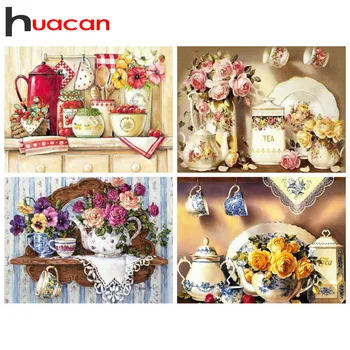 

Huacan Flower Diamond Painting Kit Full Square Picture Of Rhinestones Embroidery Cup Decoration Home Diamond Art