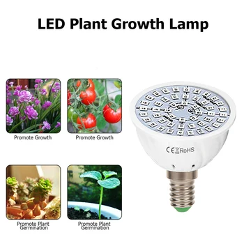 

220V E14 LED Plant Growth Light Hydroponic Flowers Seedlings Grow Bulb 48/60/80Led Lamp Plant E14 Flower Seedling Fitolamp