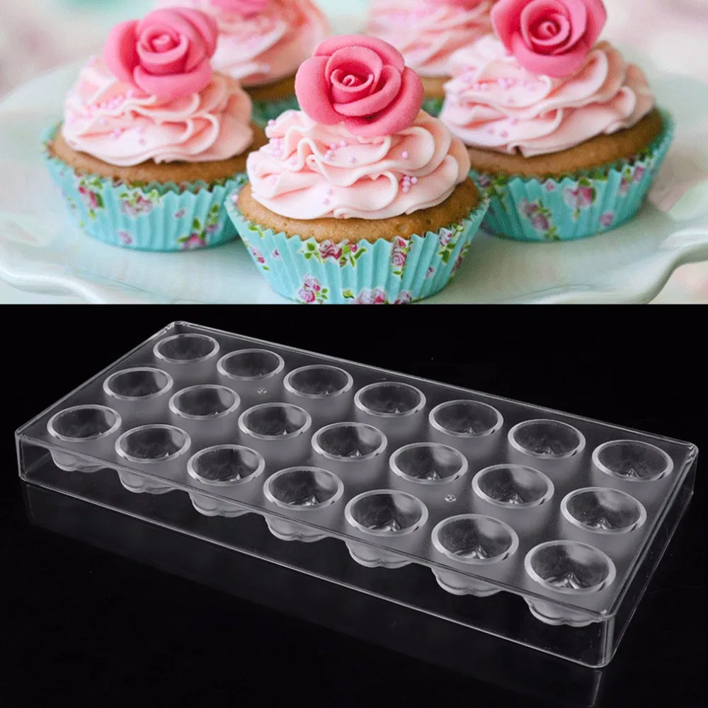 2 Types Plastic Rose Flower Shape Polycarbonate Chocolate Candy Mold, DIY Handmade Chocolate Mould,Tray Pudding Mold