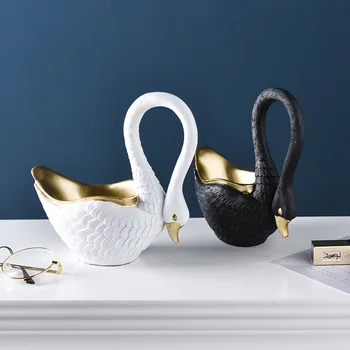 

Resin Swan Model Ornaments Nordic Luxury Gold-plated Desktop Decoration Storage Box Miniature Figurine Home Bookshelf Ornaments