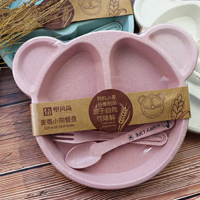 Baby Feeding Spoon Silicone Dinner Plate Baby Talheres Fork Colher Feeding Free Kids From Animated Practice Cartoons Baby Eat Dishes Anti-Hot Dining Plate Children Plate for baby feeding spoon,silicone dinner plate
