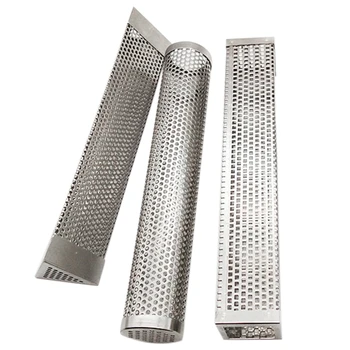 

3Pcs Smoker Wood Pellet BBQ Grill Hot Cold Smoke Generator Round Square Smoking Mesh Tube Outdoor Cooking Barbecue
