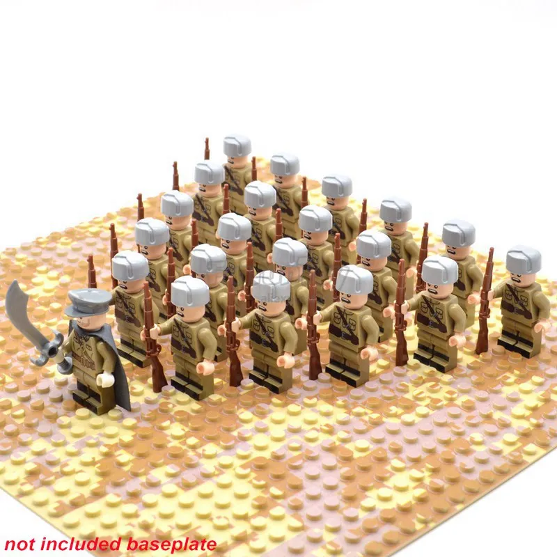 Ceny 21 sztuk zestaw WW2 bloki radzieckie zabawki żołnierze armia rosji żołnierze wojskowy projektant budynku konstruktor klocki dla dzieci