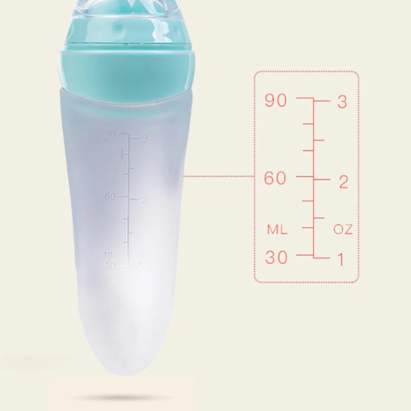 Safety Silicone Baby Supplement Food Rice Cereal Bottles with Cover Drinker Milk Squeeze Spoon High Quality
