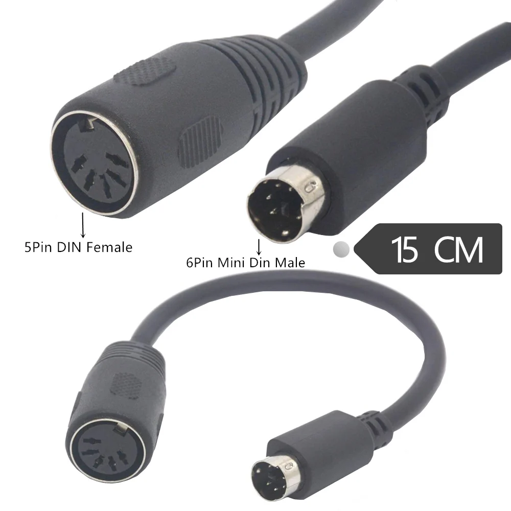 Кабель-переходник ERE Mini DIN6 PS/2 папа-папа DIN5 на мама для клавиатуры кабель MDIN6 6 Pin