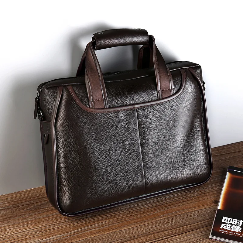 2024 New Fashion Cowhide Male Commercial Briefcase/Real Leather Vintage Men's Messenger Bag/Casual Natural Cowskin Business Bags 4