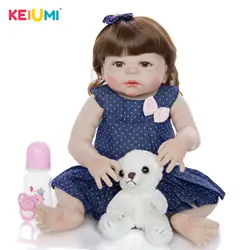 KEIUMI новый дизайн 23 дюймов Reborn Baby Dolls Menina полное Силиконовое боди вьющиеся волосы модная детская Кукла Reborn baby Playmate