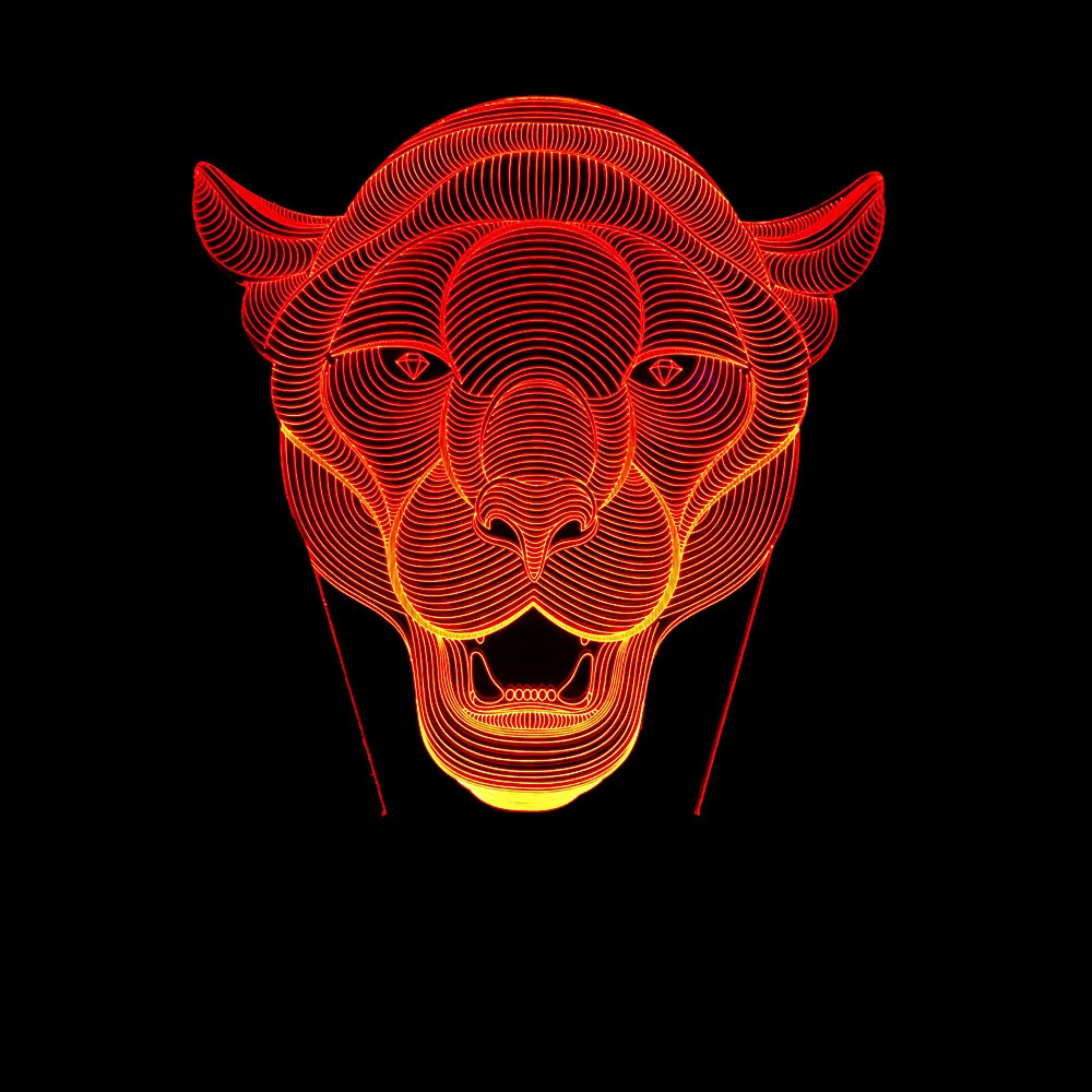 

New Style Mother Lion Head Colorful 3D Lamp Crystal Acrylic Visual Stereo Lamp 3D Touch Creative Lamp