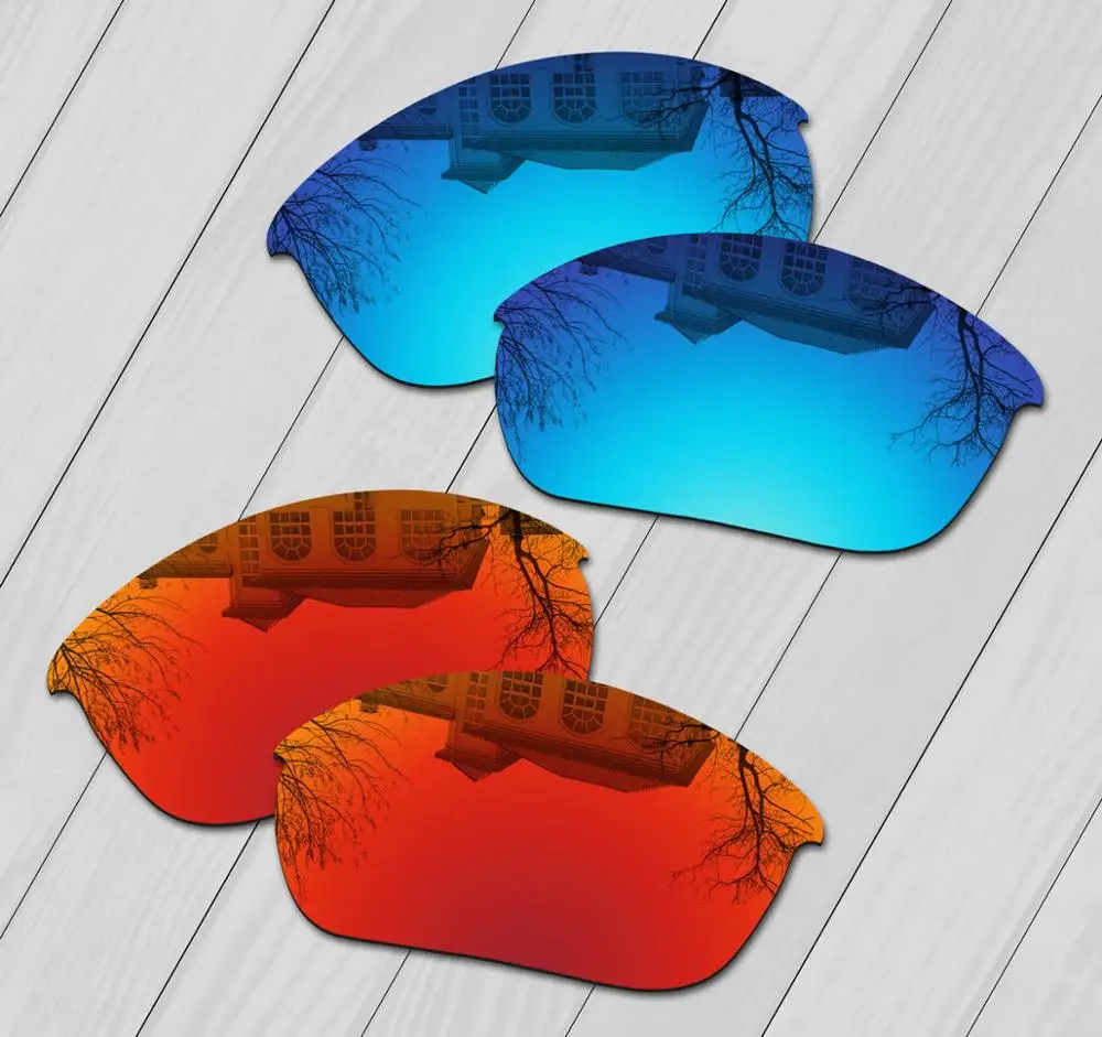 

E.O.S 2 Pairs Ice blue & Fire Red Mirror Polarized Replacement Lenses for Oakley Half Jacket 2.0 OO9144 Sunglasses