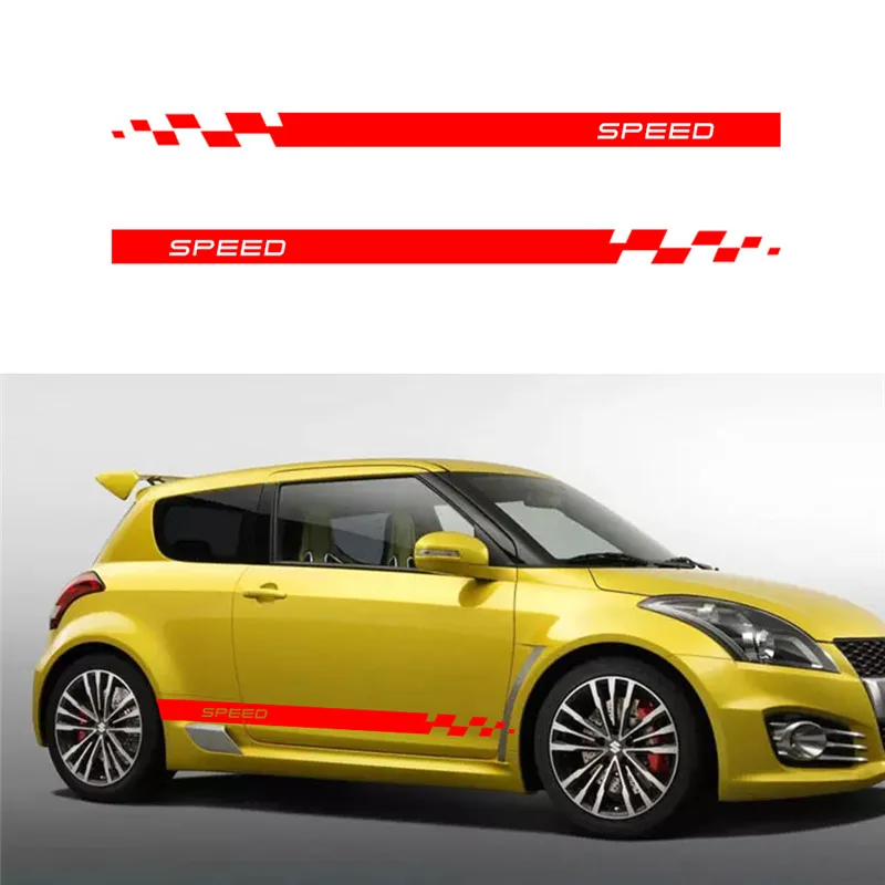 

For SUZUKI SWIFT Side Stripes Skirt Sticker Vehicle Auto Decals Stripe Wraps Body Graphics Car Styling 1 pair（L+R）