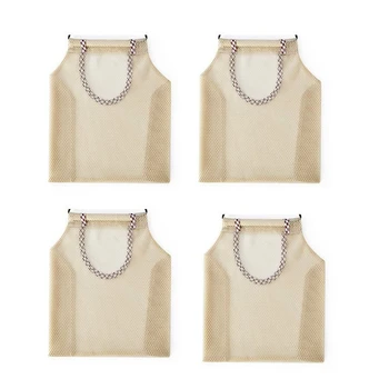 

4Pcs Kitchen Vegetable Onion Potato Storage Hanging Bag Hollow Breathable Mesh Bag Kitchen Garlic Ginger Mesh Storage Bag