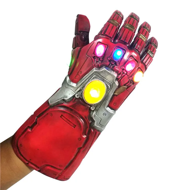 6 стилей Thanos Infinity Gauntlet War косплей маски Мстителей светодиодный свет латексные перчатки Хэллоуин Вечерние Маски танос шлем опора