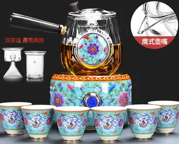 

220V 1000w 600ml Thick High borosilicate glass Tea stove teapot Electric ceramic heaters tea set two filters 50ml 6cups