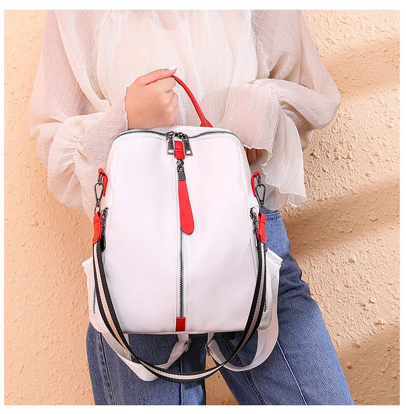 Модный женский рюкзак из мягкой кожи, женский белый рюкзак высокого качества для путешествий, школьные рюкзаки для девочек