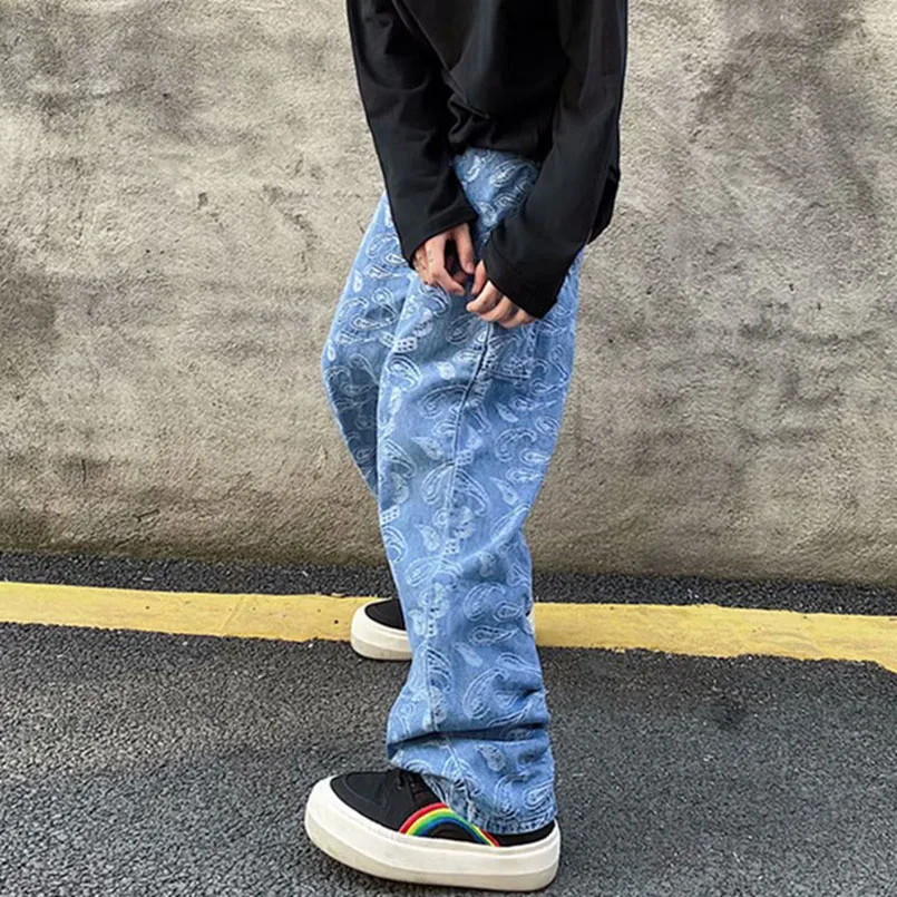Bandana Embroidered Men's Baggy Jeans 