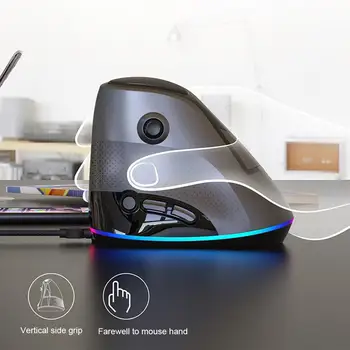 

New AJ307 Vertical Mouse 4800DPI Adjustable USB Wired 7 keys Esport Gaming Mouse RGB Backlit Ergonomic and Side Rocker Design