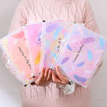 

Feather Quicksand Waterproof PVC File Bag Pencil Case Folder Envelopes Document