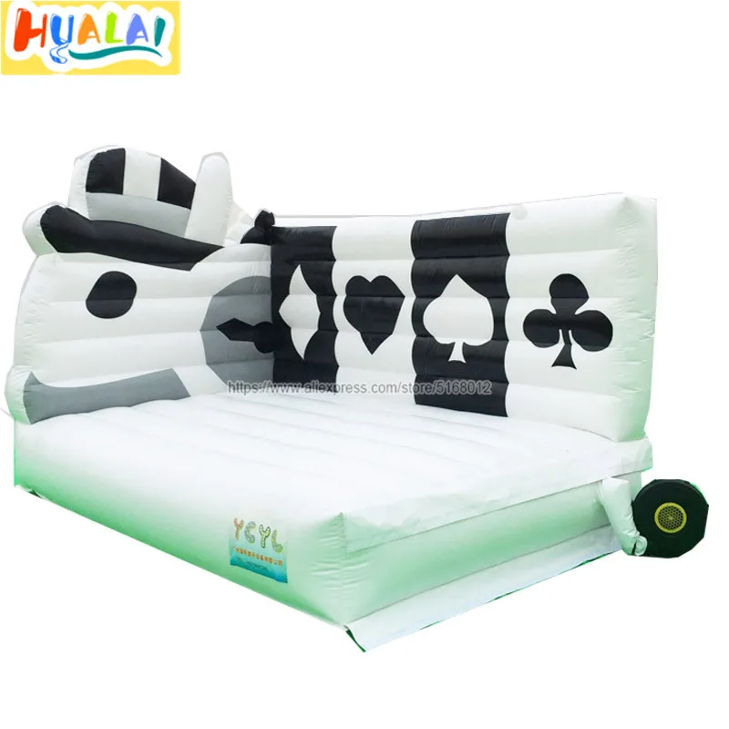 

inflatable bouncy castle white mini poke jumping bed combo with air blown toys factory for kids PVC 2.2X3.5meters free shipping