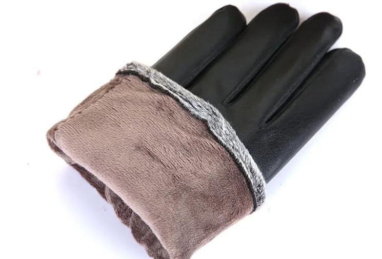 H10072 зимние теплые перчатки мужские кожаные Coldproof сенсорный экран простые черные варежки мужские для верховой езды ветрозащитные толстые тепловые муфты