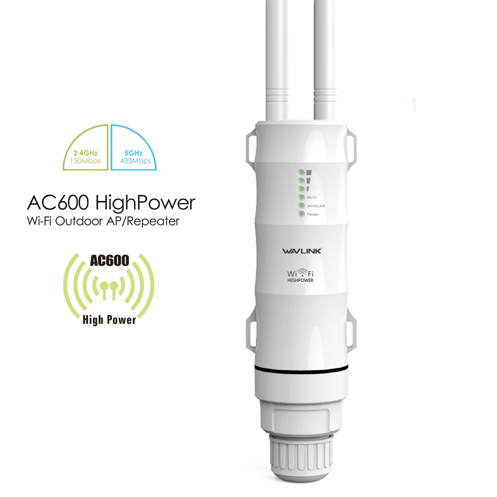 thumbnail image 1 of Extensor de rango WiFi para exteriores Wavlink, punto de acceso inalámbrico, banda dual, 2,4 G+5 Ghz, enrutador/repetidor WiFi de alta potencia, amplificador de señal POE, 1 of 5