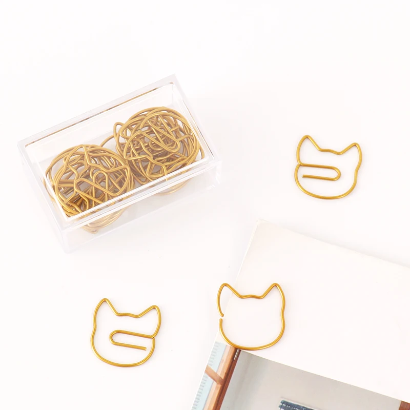 Gold Paper Clip Simple Cat Modeling Metal Bookmark Cute Cartoon Decorative Paper Clip Paper Clips Paperclips Office Supplies