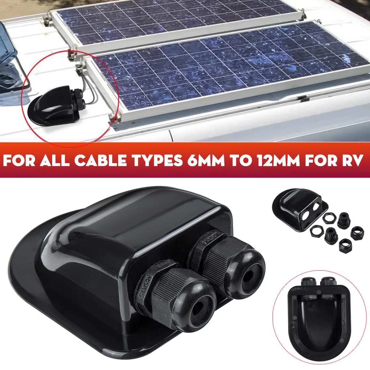 Zaryinwb ABS Double Solar-Cable-Entry-Gland-Housing Cable Entry Plate 3mm to 12mm Solar Double Cable Entry Gland Box for RV roof Waterproof,Boats,Yacht,Roofs White Zaryinwb ABS Double Solar-Cable-Entry-Gland-Housing Cable Entry Plate 3mm to 12mm Solar Double Cable Entry Gland Box for RV roof Waterproof,Boats,Yacht,Roofs White