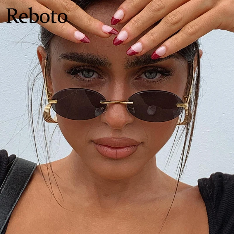 

Oval Frameless Retro Sunglasses Mirror Women 2021 Uv400 High Quality Small Glasses Male Rimless Driving Sun Glasses Rimless